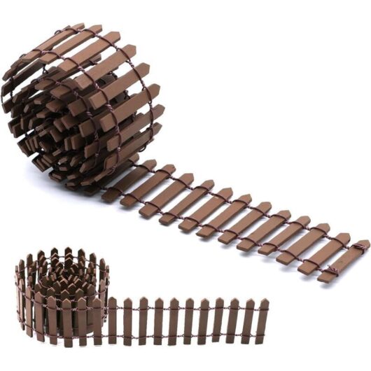 Miniature wooden garden fence, flexible, garden decoration, mini wooden fence 90 x 5 cm