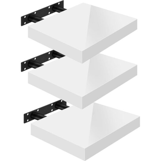 WOLTU 3x High Gloss Wall Storage Shelf CD Media Storage Rack 30 x 22.9 x 3.8 cm White