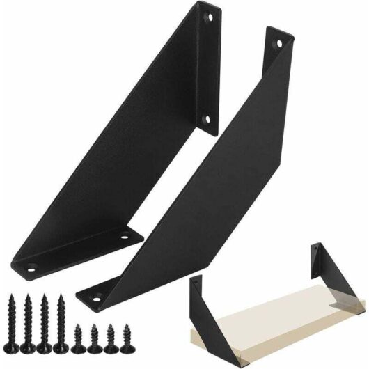 Wall Shelf Brackets, Heavy Duty Metal Shelf Brackets, Wrought Iron Brackets for DIY Shelves, 15cm, 2 Pieces