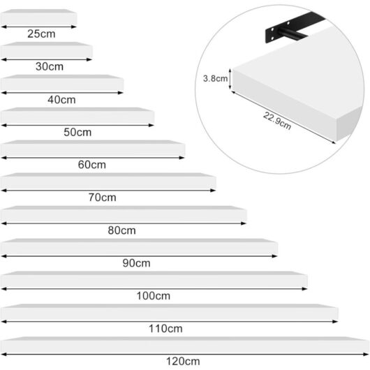 Woltu - High Gloss Floating Shelf Shelves Display Unit Wall Mounted bookcases 1 x White 90 cm