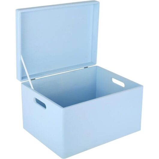 Wooden Storage Box with Handles 40 x 30 x 24 cm - Blue