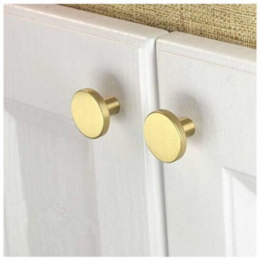 10 brushed brass furniture knobs, gold-plated drawer pulls, 32 mm mushroom shape, for cabinets, kitchen and bathroom