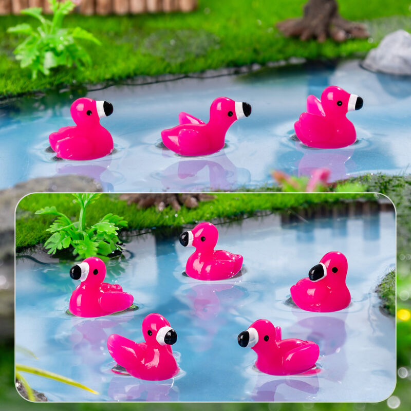 100 mini resin animal figurines - pink flamingos for garden, dollhouse & DIY decoration