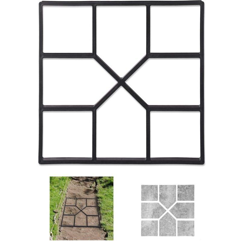 10025399 Concrete mould, formwork mold to cast yourself, mold for paving slabs, 40x40cm, robust plastic, black Moule à béton en Plastique Noir 40 x