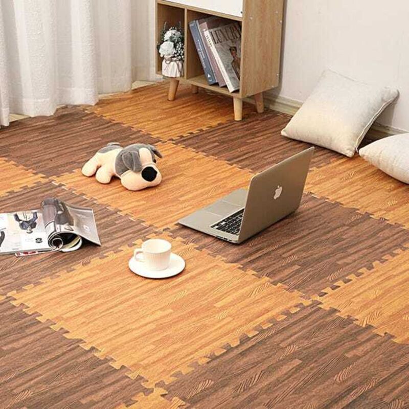 16-Piece Wood Grain EVA Foam Puzzle Mats, Thick, Non-Slip, Kids Playroom Floor Tiles, 30x30x1cm