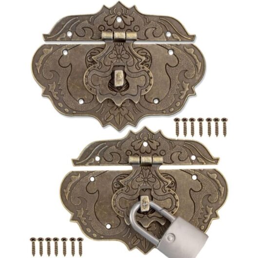 2 antique bronze clasps, for chests and cabinets, vintage fittings with a 4.5 mm hole, ideal for restoring antique furniture