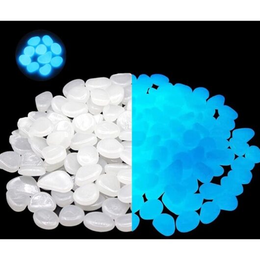 300 pcs Fluorescent Stones, Artificial Fluorescent Pebbles Decoration Decorative Stones for Garden, Roads, Outdoor Decoration, Aquariums, Driveways