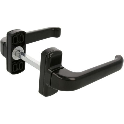 Amig - Epsilon Door Handle on Rose - Durable Aluminum - Easy Installation - Reversible - Modern Design - 8 mm Square Handle, Black, Set