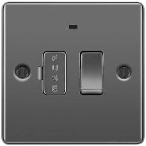 BG 13A Screwed Raised Plate Switched Fused Connection Unit with Power Indicator - Black Nickel
