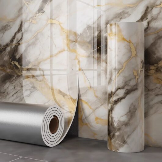 Glossy Marble-Effect Wallpaper Roll - 2 mm Thick, Self-Adhesive Backing - Waterproof & Oil-Resistant - Ideal for DIY Projects (40 cm x 3 m)