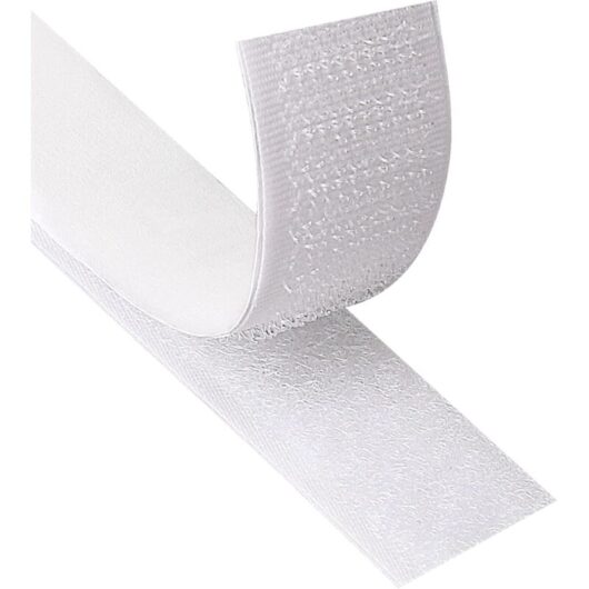 Hook and Loop Strip Tape 8 Meter Self Adhesive Sticky Back Fastening Tape 20 mm Wide (20 mm x 8 m, White)