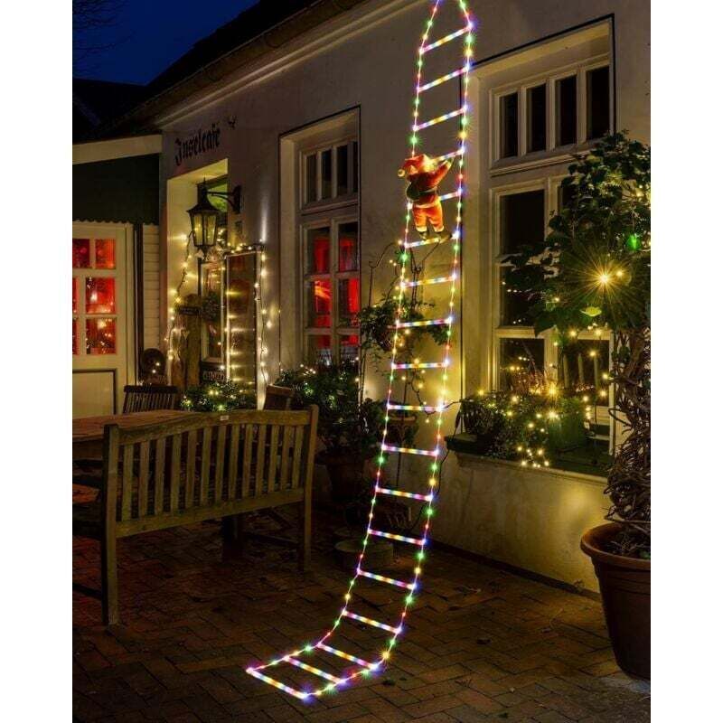 LED Christmas Lights - 3m Decorative Christmas Ladder with Santa Claus, Decorative Christmas Lights for Indoor and Outdoor Use, Window, Garden, Home,