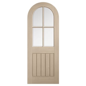 LPD Internal Mexicano Arched Clear Bevelled Glazed Pre-Finished Blonde Oak Solid Core Door - 838 x 1981mm