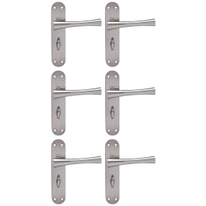 Monaco Satin Nickel Bathroom Door Handle - 3 Pairs