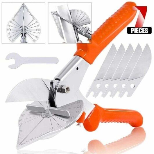 Multifunctional Corner Scissors, Wire Slot Cutter with 5 Replacement Blades and Wrench 45-135 Degrees