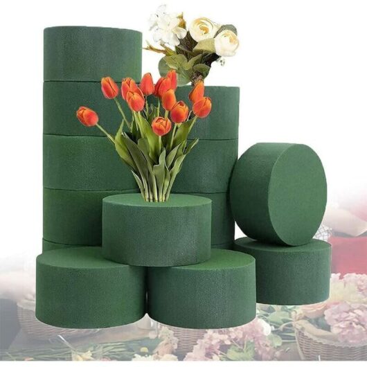 [NEVER USED] 15-piece floral foam block, round green flower sponge block for flower arrangement, DIY foam, wet cylinder trays, floral foam for