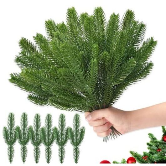 [NEVER USED] 50 pieces artificial fir branches 26 x 10 cm, artificial fir branches, fake pine branches, artificial plants, pine needles, fir needles