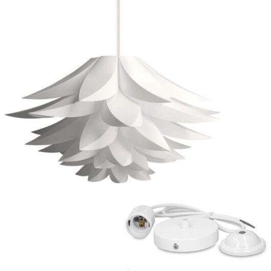 [NEVER USED] Lotus design lamp - XL lampshade to assemble - IQ ceiling light - Set with ceiling mount, 90cm cable, E27 socket - 50 pcs