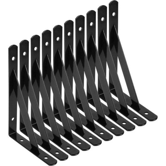 [NEVER USED] Shelf Brackets, 10 Pcs Steel 90 Degree Triangle Brackets, 150mm x 95mm Shelf Support Brackets, Corner Brace with 50pcs Screws and 20pcs