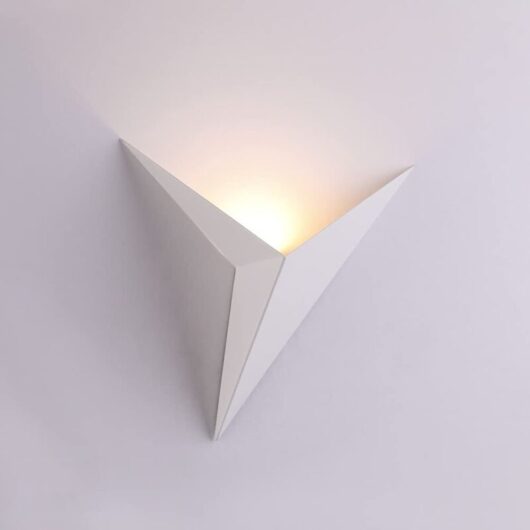 NICOLA LED wall light for living room background, triangular LED wall light, bedside lamp for bedroom, white casing, warm light