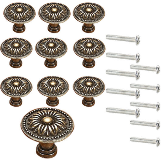 Odipie - 10 pieces furniture handles Ø35mm vintage doorknob round furniture handle with screws