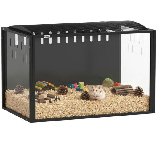 PawHut Hamster Cage Steel Acrylic Rat Cage with Openable Top