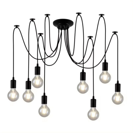 SPIDER Loft 6-Light Black Pendant Lamp - Vintage Style