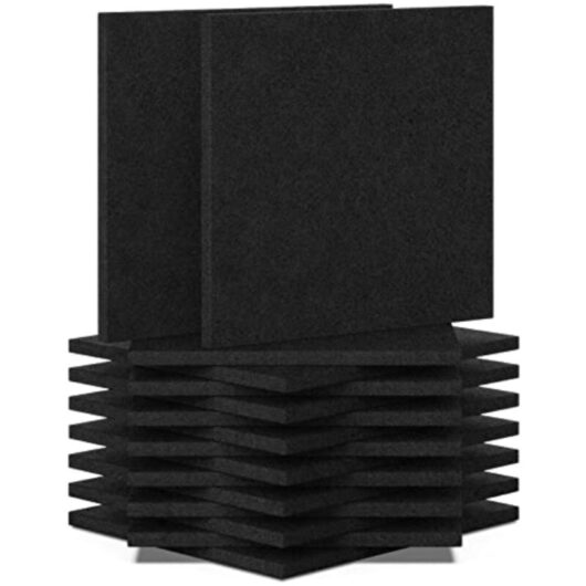 Self-Adhesive Soundproofing Panels (12-Pack) - Decorative Acoustic Wall Panels for Home Studios, Black, 30 x 30 cm