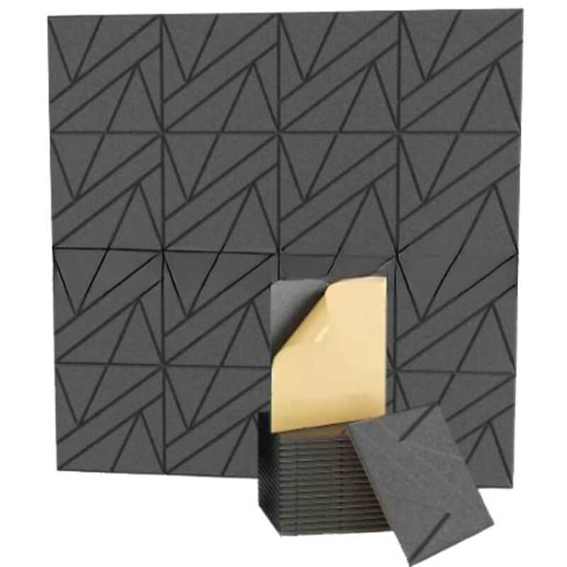 Self-Adhesive Soundproofing Panels (12-Pack) - Polyester Fiber Acoustic Insulation Panels, Dark Gray, 30 x 30 cm