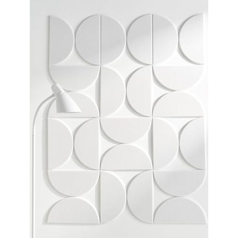 Set of 12 Decorative Felt Soundproofing Panels for the Home - Semi-Circular Acoustic Panels, White, 30 cm x 15 cm, Adhesive Backing