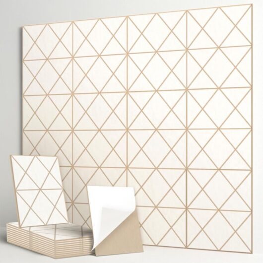 Set of 12 Decorative Self-Adhesive Soundproofing Panels in Polyester Fiber Felt with Adhesive Backing, 30 x 40 cm, White