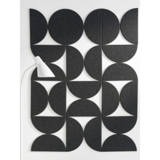 Set of 12 Polyester Fiber Felt Soundproofing Panels - Modern & Simple Acoustic Panels, Black, 30 cm x 15 cm, Adhesive Backing