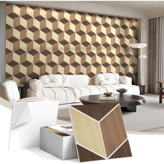 Set of 12 Self-Adhesive Sound-Absorbing Wall Panels, Retro Style, Dark Texture, 30 x 30 cm, with Adhesive Backing