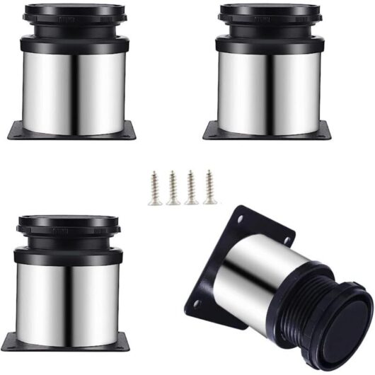 Set of 4 adjustable stainless steel furniture legs, 50x60 mm, cabinet legs, metal legs, for furniture, kitchen, office, table legs, furniture legs,