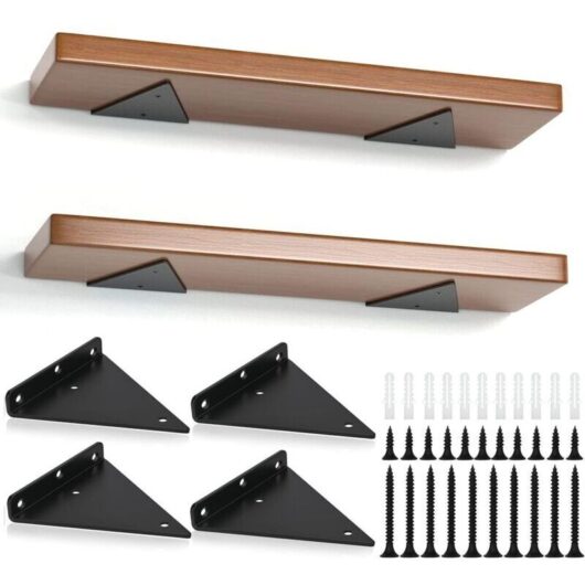 Set of 4 triangular shelf brackets, 14cm iron floating shelf brackets, metal wall-mounted shelf brackets for DIY open shelving - RWE Fixing bracket