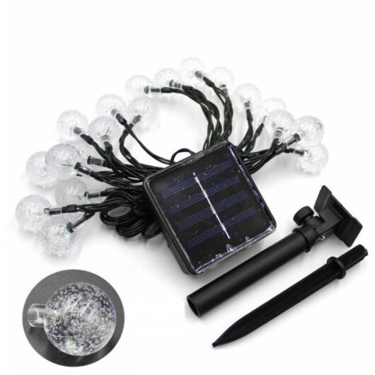 Warm White) Outdoor Solar Bubble Ball String Lights, 30 led Lights, 8 Modes, Suitable for Garden, Yard, Christmas, Party