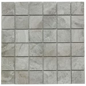 Wickes Boutique Modena Grey Porcelain Wall & Floor Mosaic Tile Sheet - Cut Sample