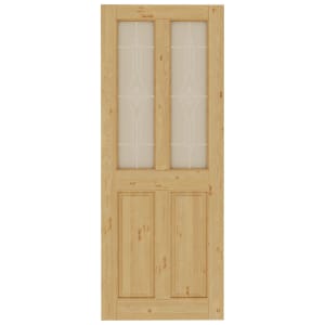 Wickes Chester 4 Panel Knotty Pine Glazed Door - 1981 x 762mm