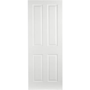 Wickes Chester White Grained Moulded Fully Finished 4 Panel Internal Door - 1981 x 610mm