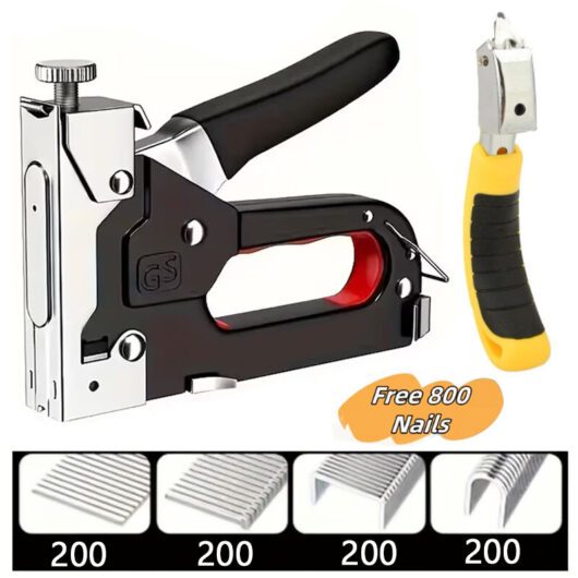 4-in-1 Stapler With 800 Staples and Staple Remover - Tool for Woodwork, Hobby, and Decoration, Easy and Safe to Use