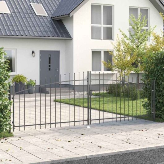 Garden Gate with Lock Grey 125 x 400 cm Steel vidaXL
