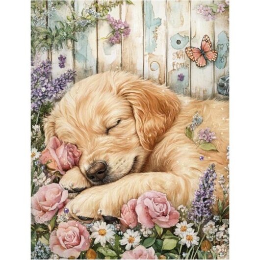 Kit d'Art en Diamants Chien pour Adultes, Kit de Peinture à Diamants Animal pour Adultes, 5D Art en Gemmes et Artisanat pour Cadeau Décoration Murale