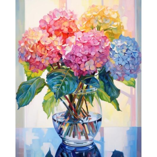 Kit de Peinture à Diamants Hortensia 5D, Kit d'Art en Diamants Fleur pour Adultes, DIY Peinture à Diamants Complète Art en Gemmes Fleur Artisanat