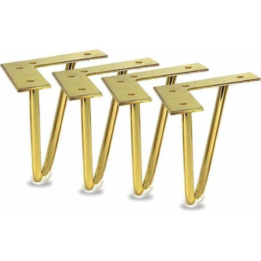 Never used] 4-Pack 6-Inch Gold Metal Furniture Legs for Cabinet, tv Stand, Dresser, diy Project
