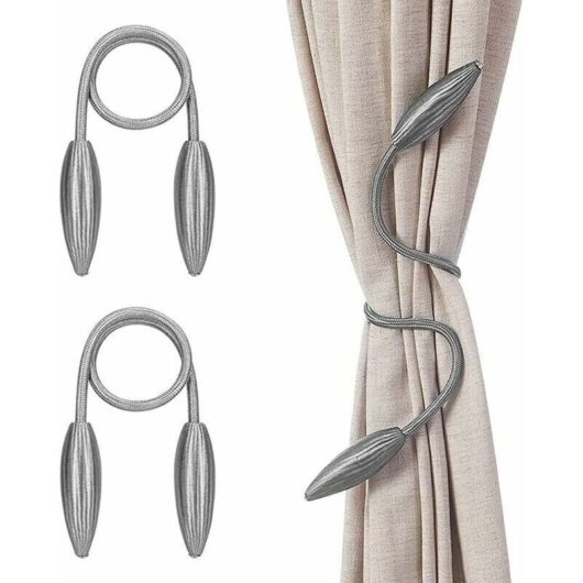 Odipie - 2PCS Curtain Tieback,Creative Curtain Bow,Curtain Buckle,Curtain Tieback,Suitable for Curtains,Door Curtains,DIY Home Decoration-Grey 52cm