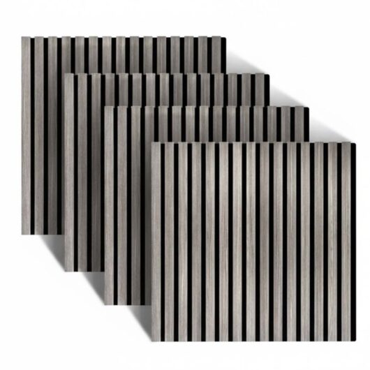 Relaxdays acoustic panels, set of 4, 60 x 60 cm, sound-dampening wall panels, oak veneer, dark grey