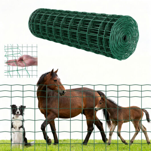 VEVOR Farm Fence, 1 x 20 m, 4 x 4 in Mesh 2.1mm Galvanized Steel Wire Fencing for Cattle, Hog & Sheep, Heavy Duty Vinyl Coated Livestock Fence for