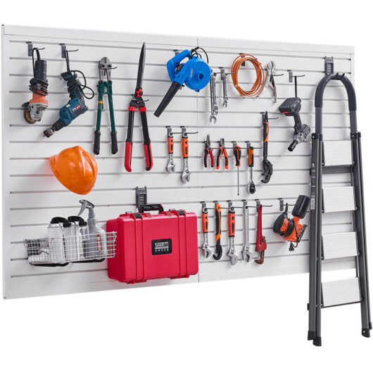 VEVOR Slat Wall Paneling, 8 x 4 ft, PVC Garage Slatwall with Accessories, White Slat Wall Easy-to-Install Adjustable Slatwall Panel with Coupling