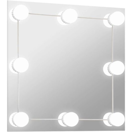 Wall Mirror with LED Lights Square Glass vidaXL