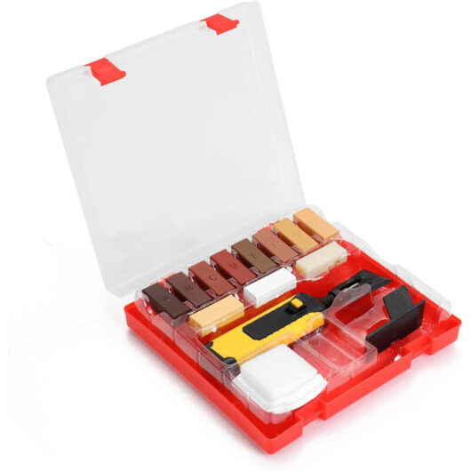 Wood and laminate repair kit - 11 wax blocks and thermal pen - For floors, countertops, cabinets - Quick scratch repair